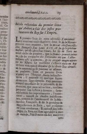 Solide refutation du premier livre qu`Auberi a fait des justes pretentions du Roy sur l`Empire