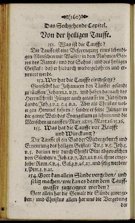 Das Sechzehende Capitel. Von der heiligen Tauffe. = Caput XVI. De Baptismo.