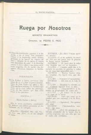 Ruega por nosotros : Boceto dramático