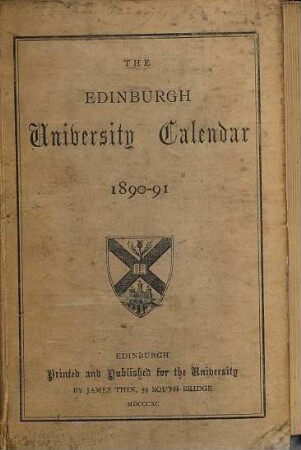 Edinburgh University calendar. 1890/91