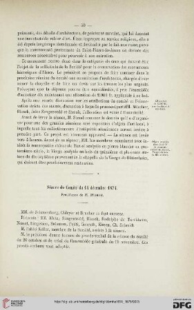 Séance du Comité du 14 décembre 1874