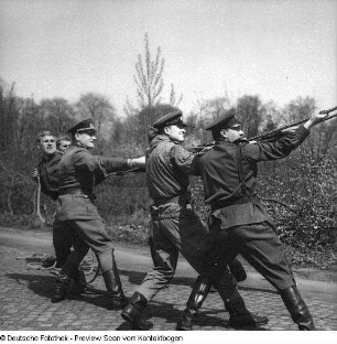 Pioniere beim Bäumefällen Dohnaer Straße