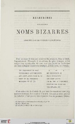 N.S. 10.1864: Recherches sur quelques noms bizarres adoptés par les premiers chrétiens