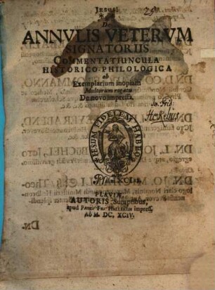 De annulis Veterum signatoriis commentatiuncula historico-philologica