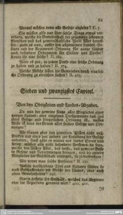 Sieben und zwanzigstes Capitel. Von den Obrigkeiten und Landes-Abgaben