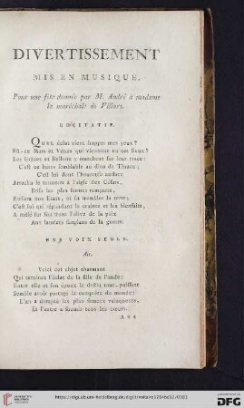 Divertissement mis en musique