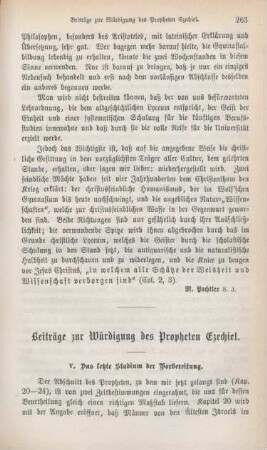 263-281 Beiträge zur Würdigung des Propheten Ezechiel : Fortsetzung