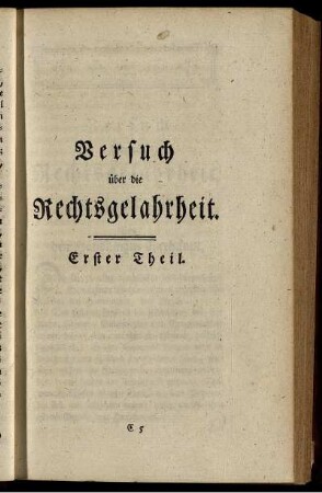 Versuch über die Rechtsgelahrheit. Erster Theil