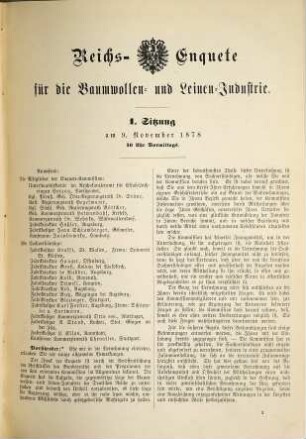 Reichs-Enquete für die Baumwollen- und Leinen-Industrie : (1878). 1