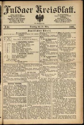 Erste Ausgabe vom Dienstag, den 10. März 1896.