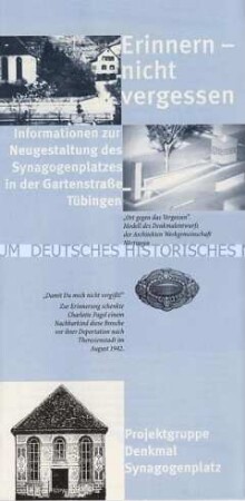 Informationsblatt der Geschichtswerkstatt Tübingen zur Neugestaltung des Synagogenplatzes in der Gartenstraße
