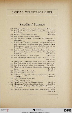 Porzellan / Fayence (Nr. 1342-1485)