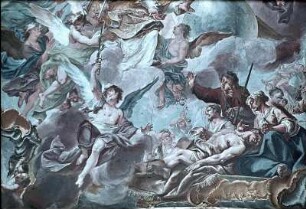 Glorie des heiligen Paulinus und Nebenbilder mit Szenen seiner Vita