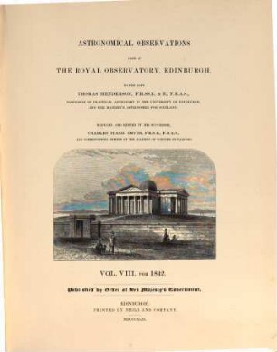 Astronomical observations made at the Royal Observatory, Edinburgh. 8. 1842