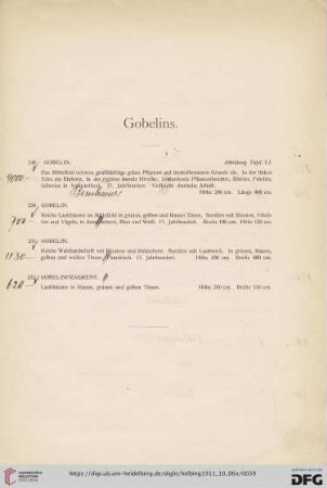 Gobelins (Nr. 249-252)