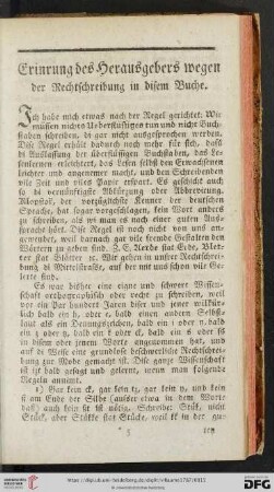 Erinrung des Herausgebers wegen der Rechtschreibung in disem Buche