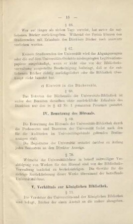 IV. Benutzung des Hörsaals