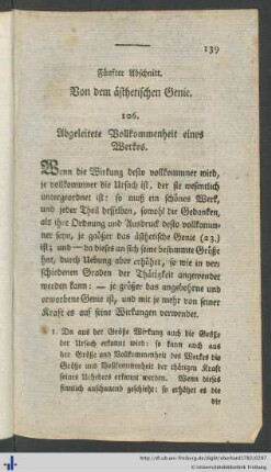 Fünfter Abschnitt. Von dem ästhetischen Genie.