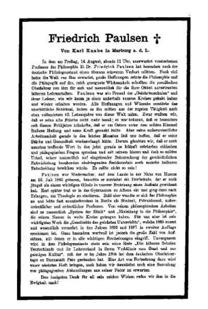 Friedrich Paulsen : [Nachruf]