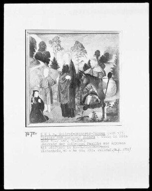 Rückkehr der Heiligen Familie aus Ägypten mit einem Benediktinerabt als Stifter