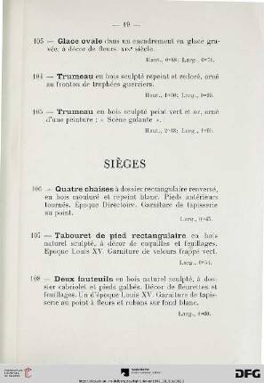 Sièges (Nr. 106-113)