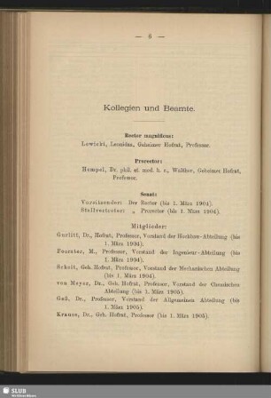 Kollegien und Beamte