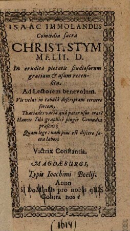 Isaac immolandus : Comoedia sacra...