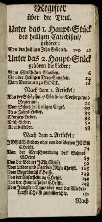 Register über die Titul.