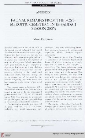 17: Faunal remains from the post-meroitic cemetery in Es-Sadda 1 (season 2005)