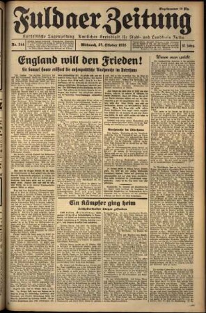 Erste Ausgabe vom Mittwoch, den 23. Oktober 1935.