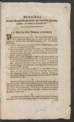 Anweisung wie gute Maulbeer-Baum-Hecken mit dem besten Fortgang anzulegen, und nützlich zu gebrauchen sind