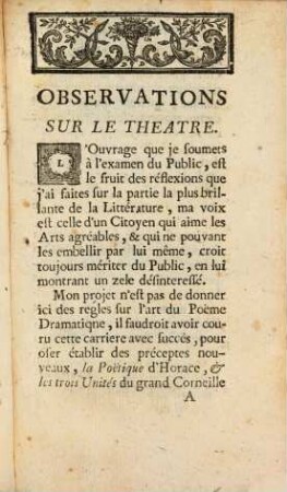 Observations sur le Théatre