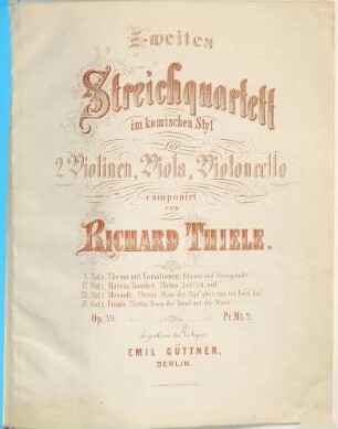Zweites Streichquartett : im komischen Styl ; für 2 Violinen, Viola, Violoncello ; op. 39