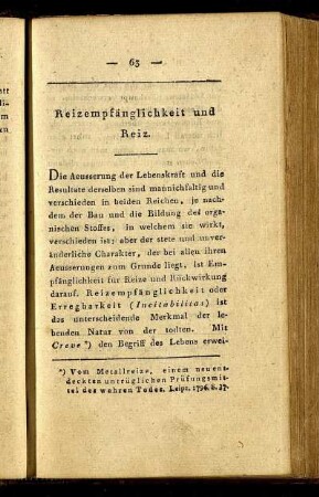 Reizempfänglichkeit und Reiz.
