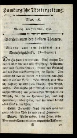 Nro. 18. Montag, den 7ten May, 1792