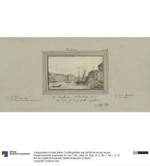 Berlin. Die Burgstraße und die Börse von der neuen Friedrichsbrükke angesehen im Jahr 1792.