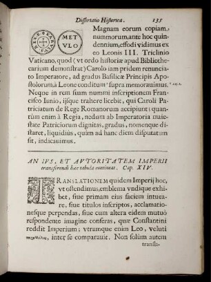 An Jus, Et Autoritatem Imperii transferendi hæc tabula contineat. Cap. XIV.