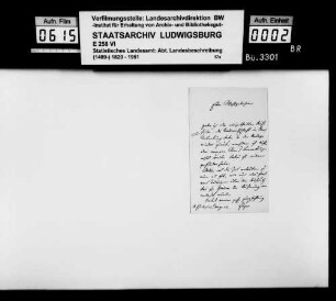 Sammlung verschiedener Nachrichten für das Manuskript der OAB durch Professor Johann Daniel Georg Memminger