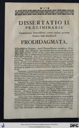 Dissertatio II. Praeliminaris.