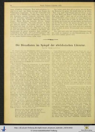 Die Dienstboten im Spiegel der altelsässischen Literatur.