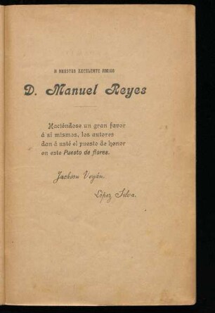 [Dedicatoria] A D. Manuel Reyes