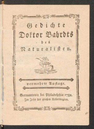 Gedichte Doktor Bahrdts des Naturalisten