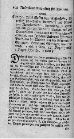 XXIII. Anweisung zur Kenntniß und Cur der Kinderkrankheiten.