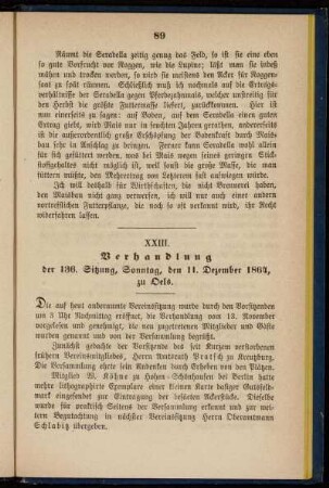 XXIII. Verhandlung der 136. Sitzung, Sonntag, den 11. Dezember 1864, zu Oels