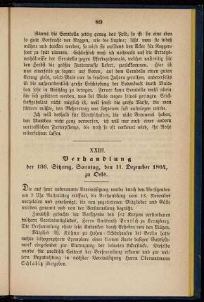 XXIII. Verhandlung der 136. Sitzung, Sonntag, den 11. Dezember 1864, zu Oels