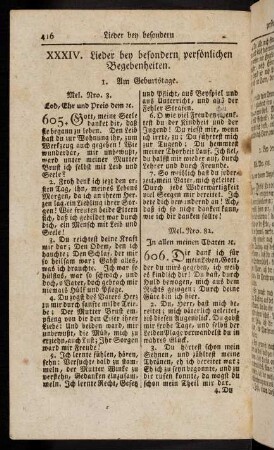 416-430, XXXIV. Lieder bey besondern persönlichen Begebenheiten. - XXXV. Beschluss.