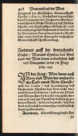 Antwort auff die dreyzehende Censur ...