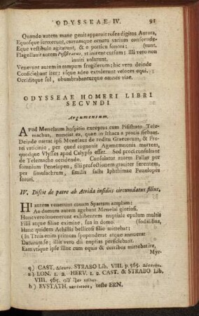 Odysseae Homeri Libri Secundi [Odysseae IV.]