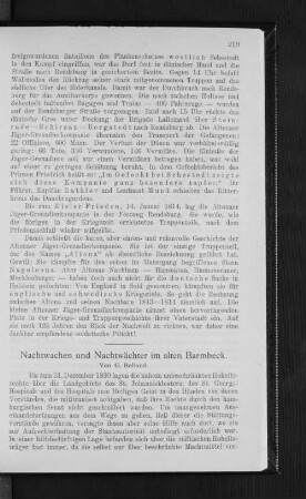 Nachtwachen und Nachtwächter im alten Barmbeck.