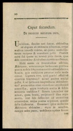 Caput secundum. De recenter natorum cura